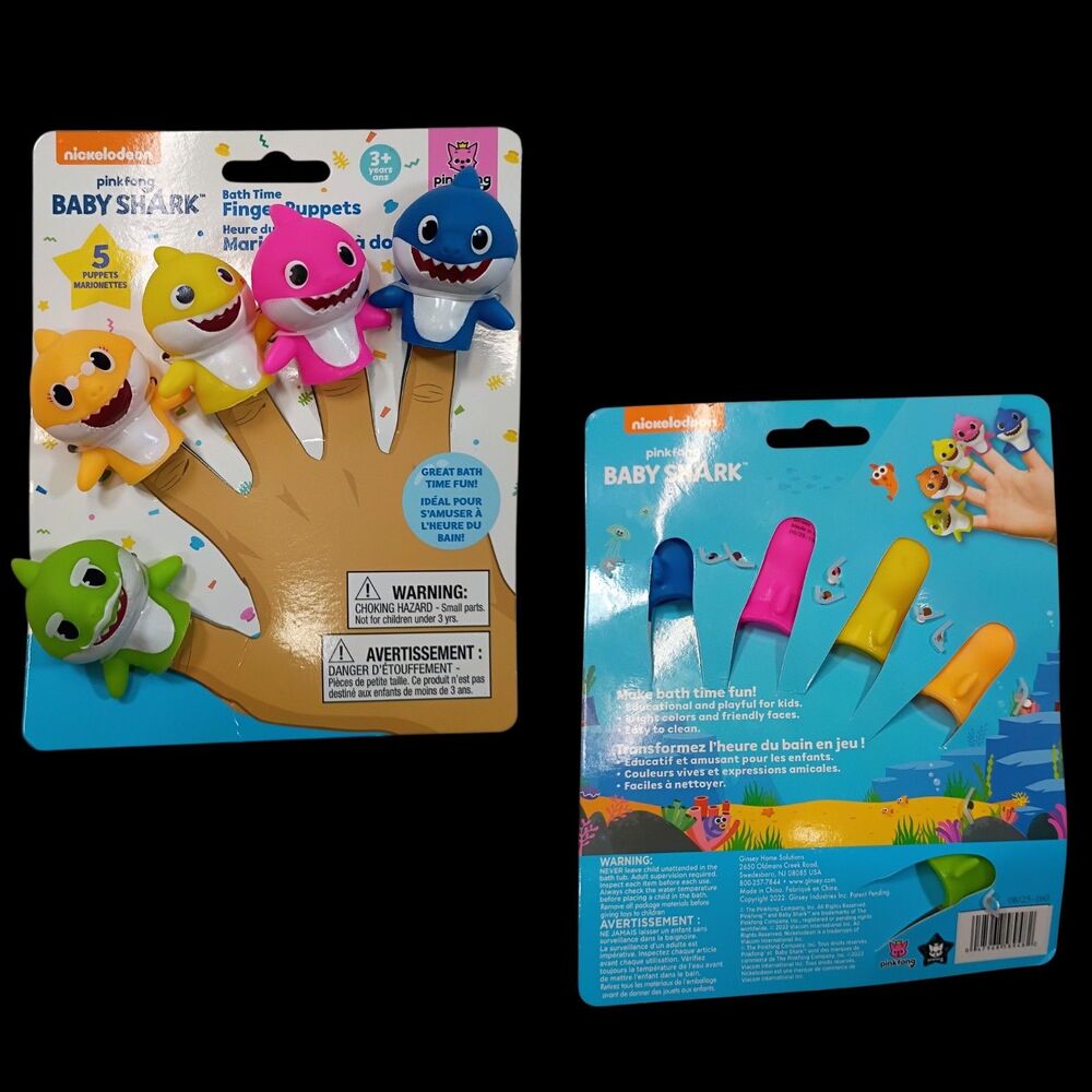 Original Baby Shark Finger Puppets Marionettes Nickelodeon Pinkfong Bath Time